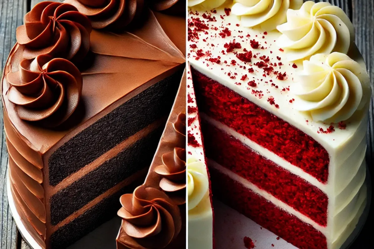 What's the difference between chocolate cake and red velvet cake recipe?